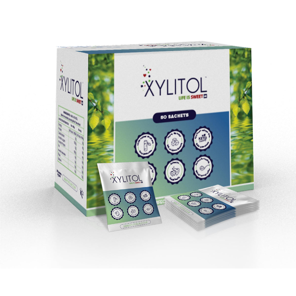 Xylitol Sweetener - 50 x 4g Natural Sugar Substitute, Keto Sweetener, Diabetic Sugar, Xylitol Sugar Alternative