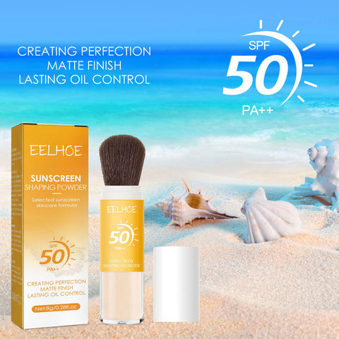 Mineral Sunscreen Setting Powder, Mineral Brush Setting Face Powder Makeup SPF 50 PA++ Oil Control Natural Matte Finish, Lightweight Breathable Concealer Brush Powder, Matte Smooth Face Powder