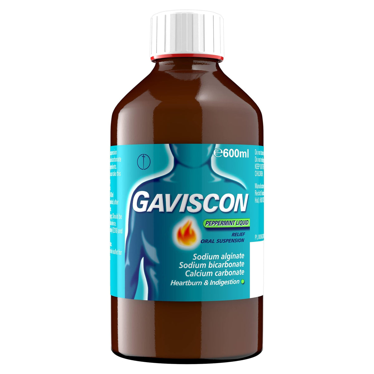 Gaviscon Liquid, Peppermint, 600ml, Heartburn Liquid, Antacid Liquid, Indigestion Liquid, Acid Reflux Relief, Gord Relief, Gets To Work Instantly, Dual Relief, Antacids, Digestion and Nausea