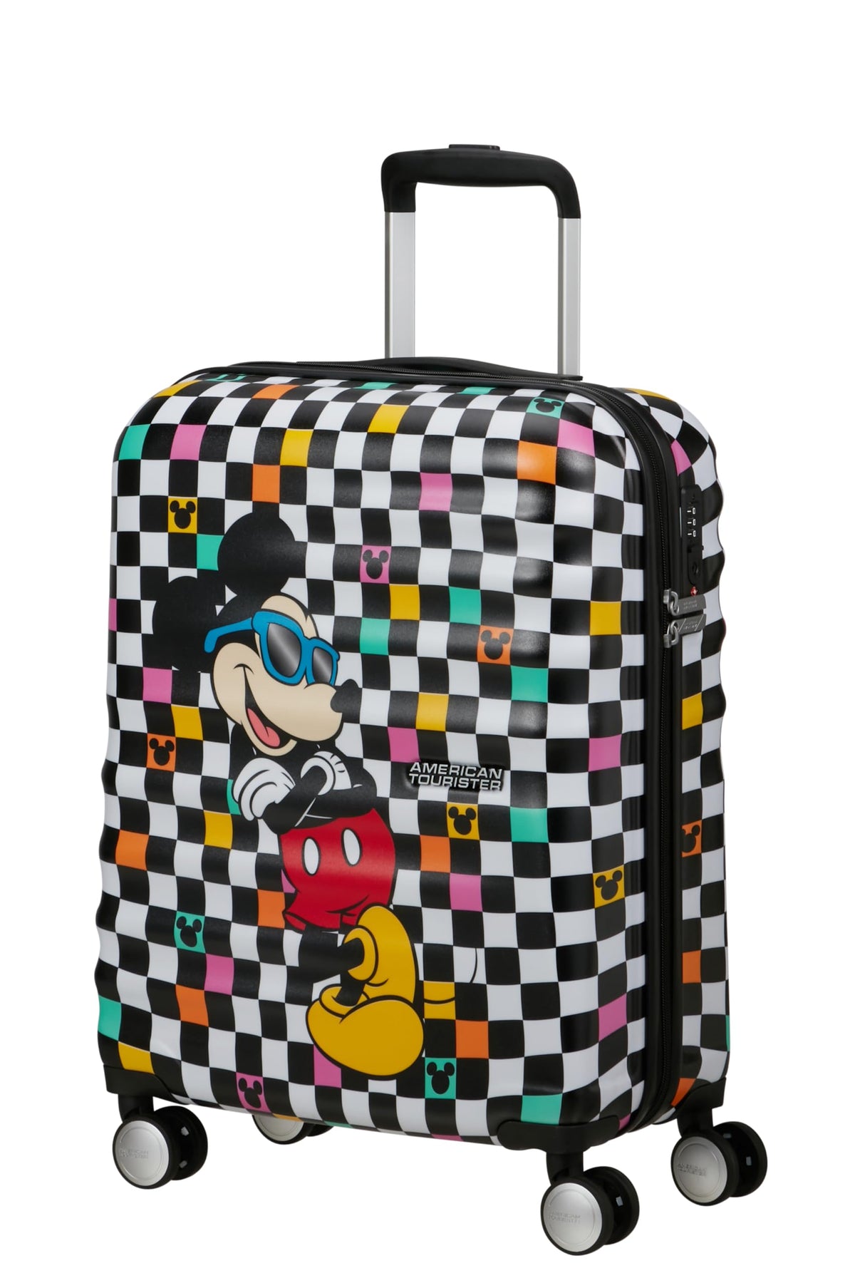 American Tourist Wavebreaker Disney Fl - Spinner S, Hand Luggage, 55 cm, 36 l, Multicolored (Mickey Check)