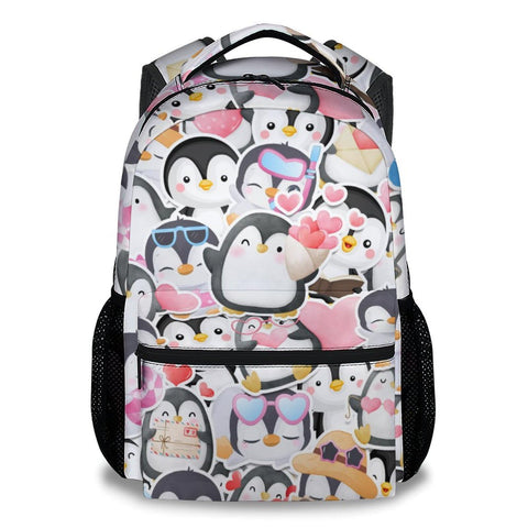COZYAURA School Bags for Girls - Cute Penguin Travel Backpack for Kids - 17 Inch Bookbag for Elementary Primary School - Back to School Supplies