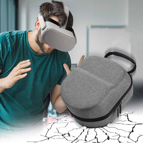 Case for Oculus Quest 2/Quest 3/Vision Pro Original/Elite Version VR Headset Accessories, VR Headset Carrying Case with Built-in Storage Compartment (Grey)