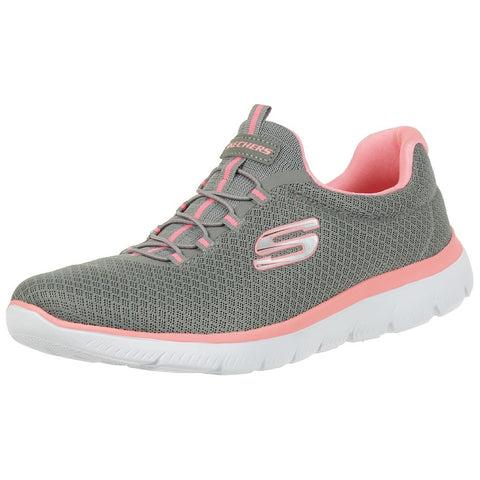 Skechers Womens Summits Top Player Sneaker, Grey Mesh Pink Trim, 7 UK