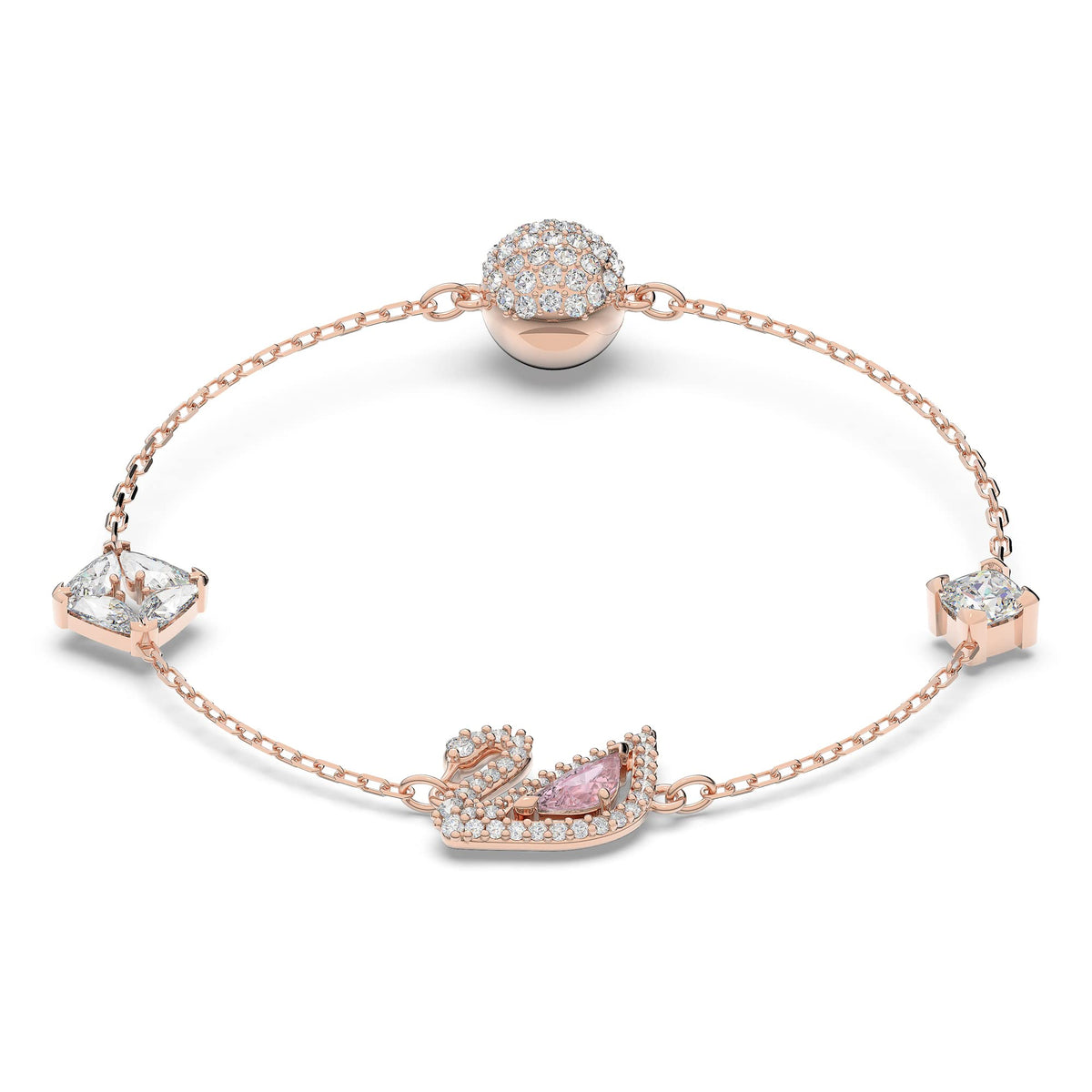 Swarovski Dazzling Swan bracelet, Magnetic, Swan, Pink, Rose gold-tone plated, M