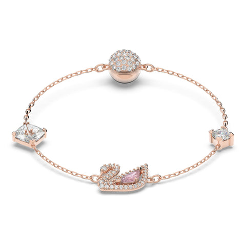 Swarovski Dazzling Swan bracelet, Magnetic, Swan, Pink, Rose gold-tone plated, M