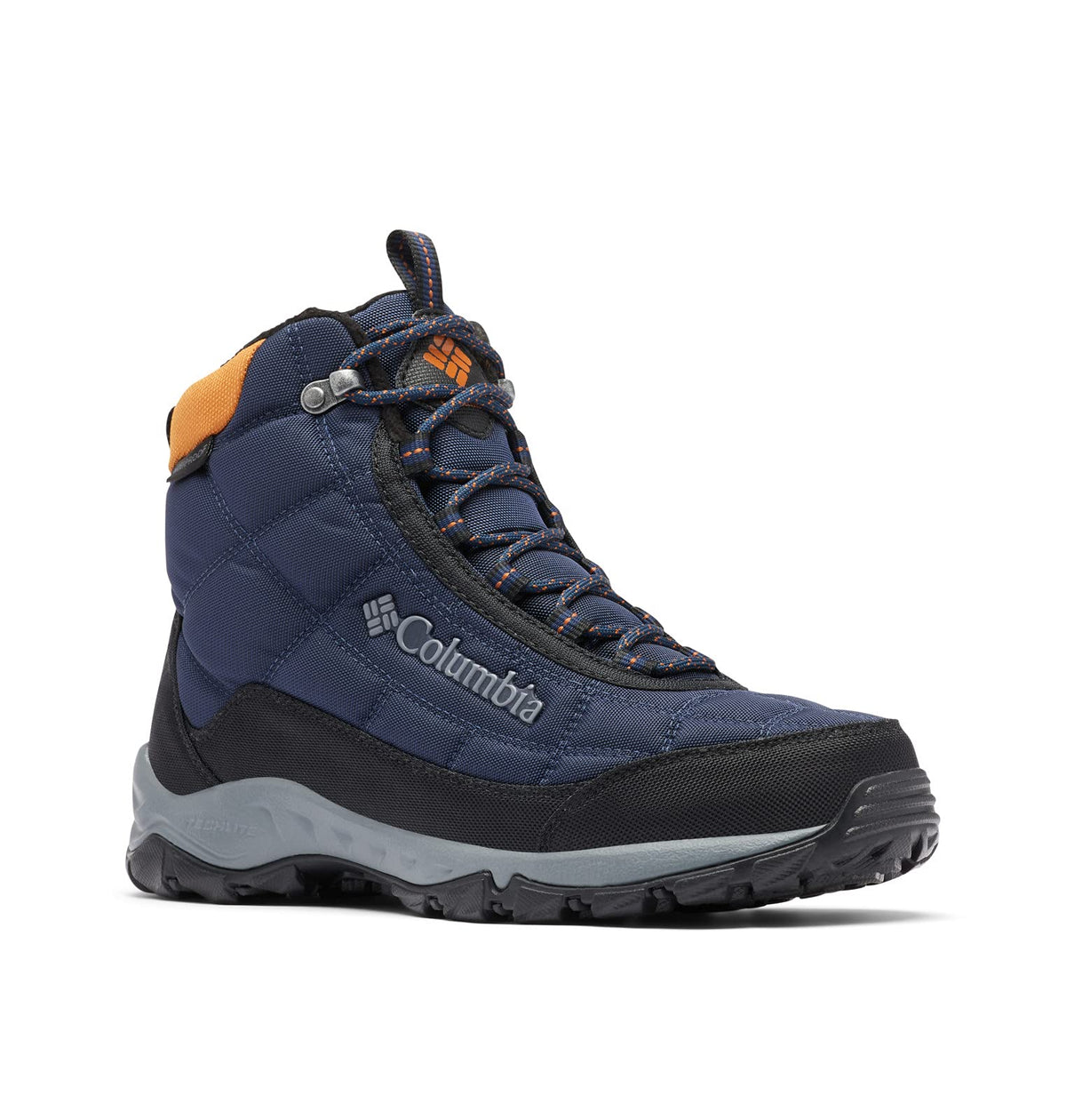 Columbia Men's Firecamp Boot, 2024 Collegiate Navy/Bright Copper, 10.5