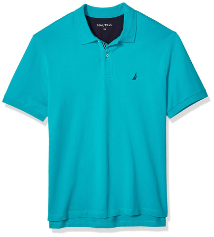 Nautica Men's Tall Short Sleeve Stretch Solid Deck Polo Shirt, Gulf Coast Teal, 1X Big