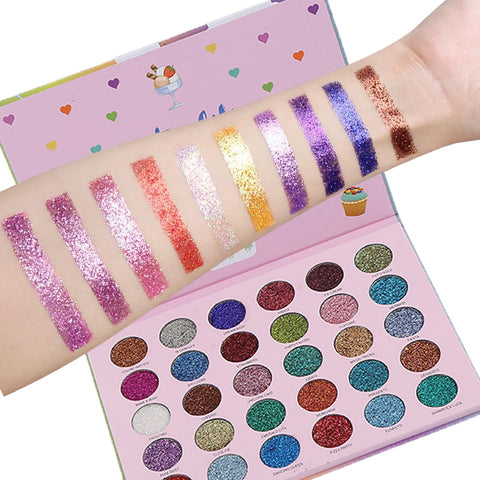 paminify Glitter Eyeshadow Palette Pressed Pigmented Mineral Ultra Makeup Long Lasting Waterproof Sparkle Mermaid Shimmer Eye Shadow Palette,30 Colors