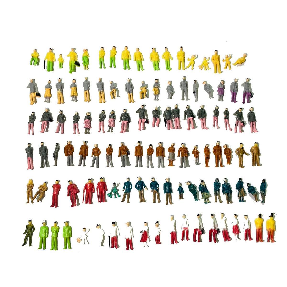 1:100 HO Scale Models People Set, Xafissy 200PCS Tiny People Model People DIY Resin Colorful Painted Mixed Seated and Standing People Figures Models for Miniature Scenes