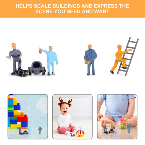 EXCEART Model 25Pcs Sand Table Character Miniature People Miniature Worker People Train Figure Railroad Worker Painted People Figurine Statuette Plastic Three-Dimensional