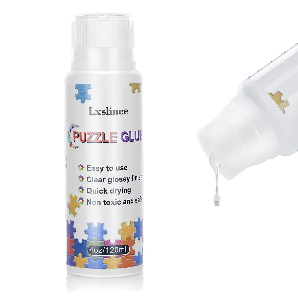 2024 Updated Puzzle Glue, Jigsaw Puzzle Glue with Newest Sponge Head,Water-Soluble Special Craft Puzzle Glue Clear.It Suitable for 1000/1500/3000 Pieces of Puzzle for Paper and Wood,4.06 oz.