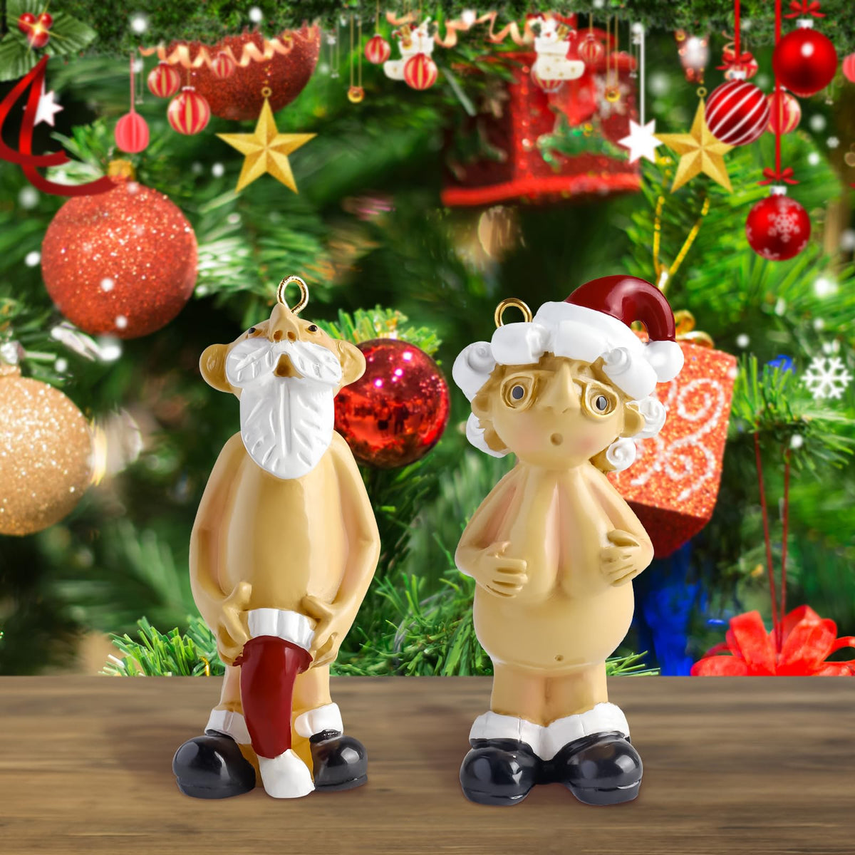 Yiran 2pcs Christmas Naughty Funny Santa Ornament Decorations,5CM Santa Ornament Naked Santa Hanging Pendant for Home,New Year's,Tree Decor Ornaments Party Gifts