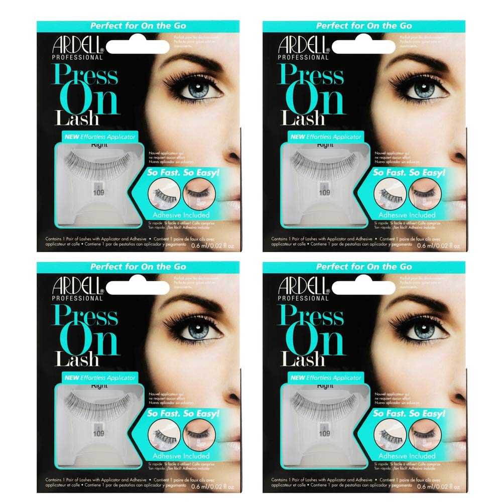 Ardell False Eyelashes Press On Lash with Adhesive Pipette 109 Black 4 pack