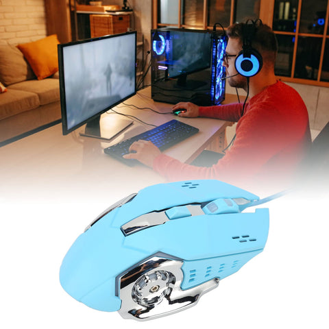 6 Pieces Wired Gaming Mouse Optical USB for Gamer, Mouses for Gaming on (Blue)