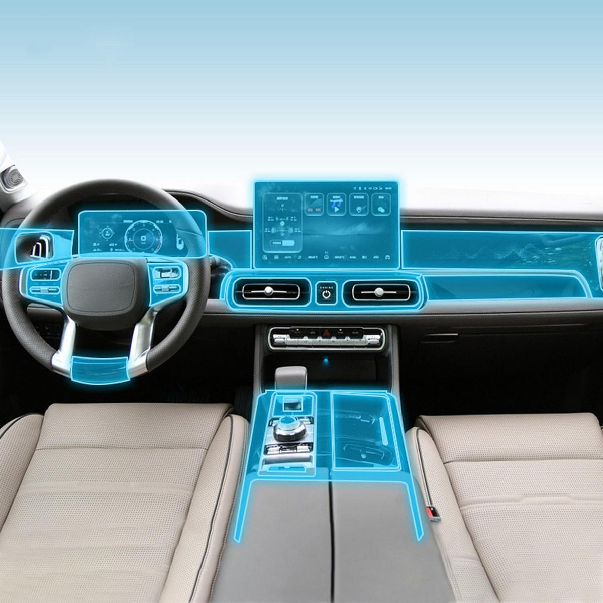JCAKES Car Interior Center Console Transparent TPU Protective Film Anti-Scratch Repair Film Accessories?for BAIC Motor BJ60 2022-2023