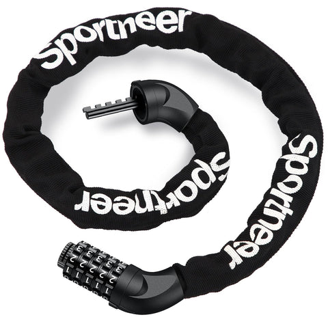 Sportneer Bike Lock, Security Bicycle Chain Lock 5-Digit Resettable Combination Anti-Theft Cycle Locks, 7mmx975mm