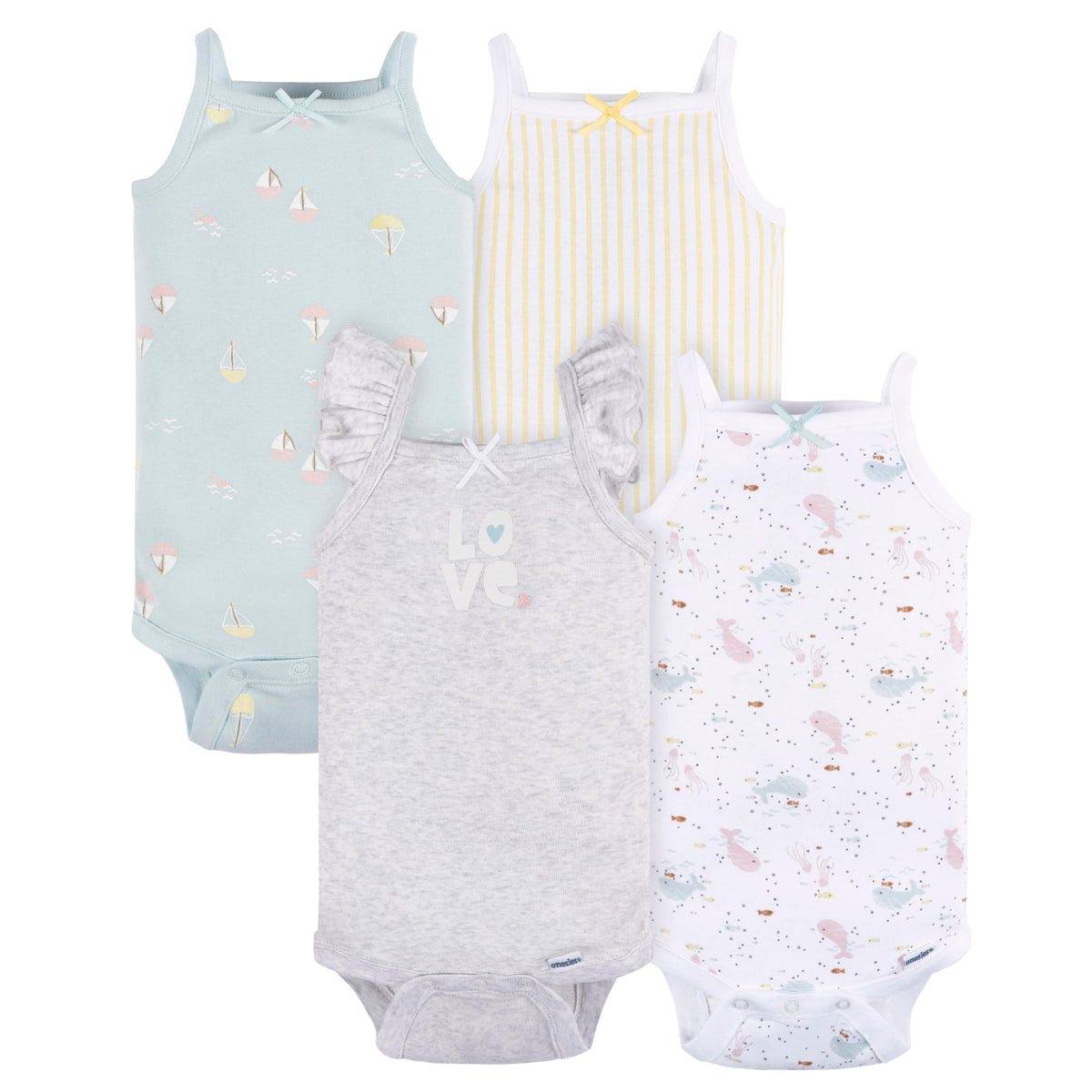 Gerber Baby Girl's Multi-Pack Sleeveless Onesies Bodysuit, Seaside
