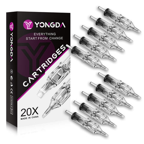 YONGDA Tattoo Needles Cartridges 20pcs 1203RL Disposable Tattoo Cartridge Needles Round Liner for Beginners or Artists and Rotary Machine