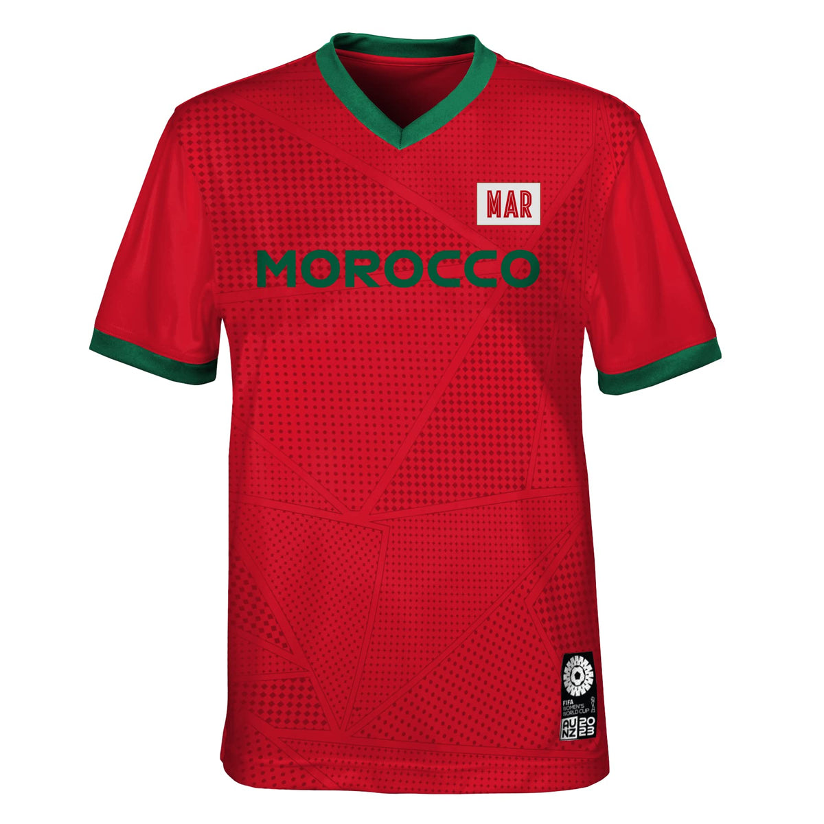 Official 2023 Women's Football World Cup Youth Team Shirt, Morocco, Red, 10-12 Years