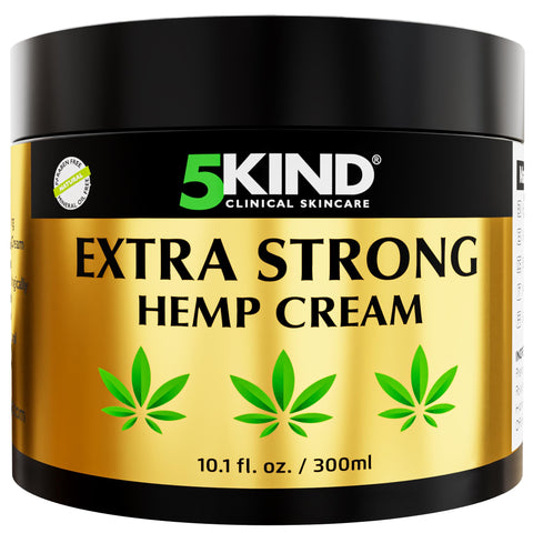 5kind Extra Strong Hemp Cream 300ml - High Strength Hemp Oil and Arnica Cream - For Massaging Joints & Muscles, Lower Back, Feet, Knees, Neck & Shoulders - Rich in Natural Ingredients