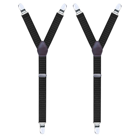 WannGe Mens Shirt Stays Adjustable Elastic Y-Style Garter Straps Socks Non-slip Clamps, Dot Black/White 1 pair