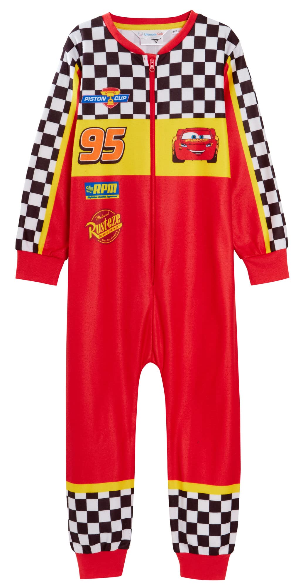 Disney Cars Onesie for Boys Racing Car Driver Dress Up All In One Kids Lightning McQueen Race Suit Warm Fleece Sleepsuit Pjs 3-4 Years Red