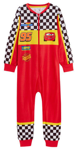 Disney Cars Onesie for Boys Racing Car Driver Dress Up All In One Kids Lightning McQueen Race Suit Warm Fleece Sleepsuit Pjs 3-4 Years Red
