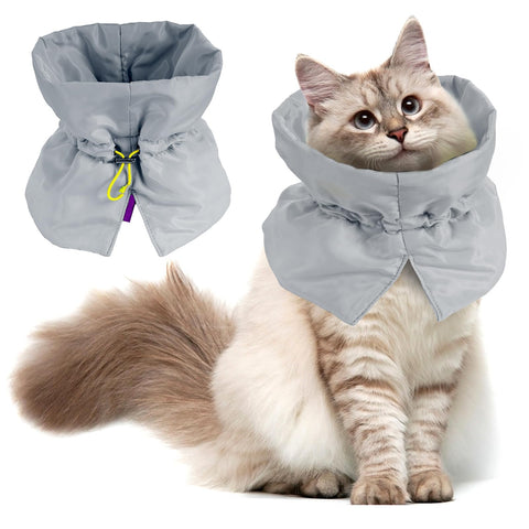 Cat Recovery Collar, Soft Adjustable Cat Cone Alternative, Lightweight Waterproof Fasteners Collars for Cats Kittens Puppies, After Surgery Stop Licking and Daily Use (Grey, (Neck5.5-9.8"))