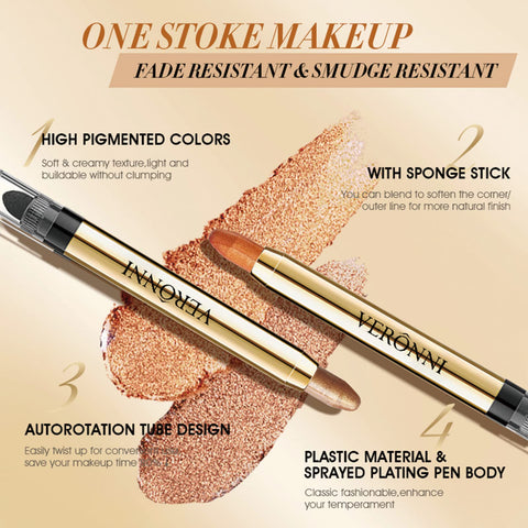 VERONNI 3PCS Eyeshadow Stick Set, Creamy Shimmer Eye Shadow Sticks, Waterproof Long Lasting Eye Brightener Makeup Pencil with Soft Smudger (3PCS SET 02)