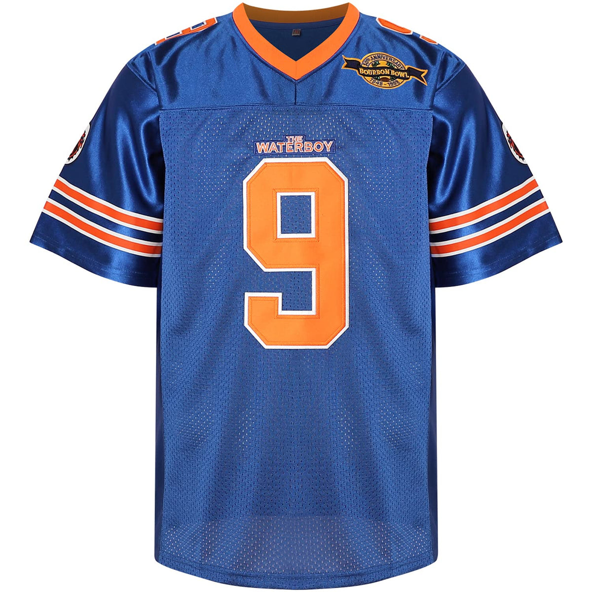 Phoneutrix Bobby Boucher #9 The Waterboy Adam Sandler Movie Mud Dogs Bourbon Bowl Football Jersey, Blue, S