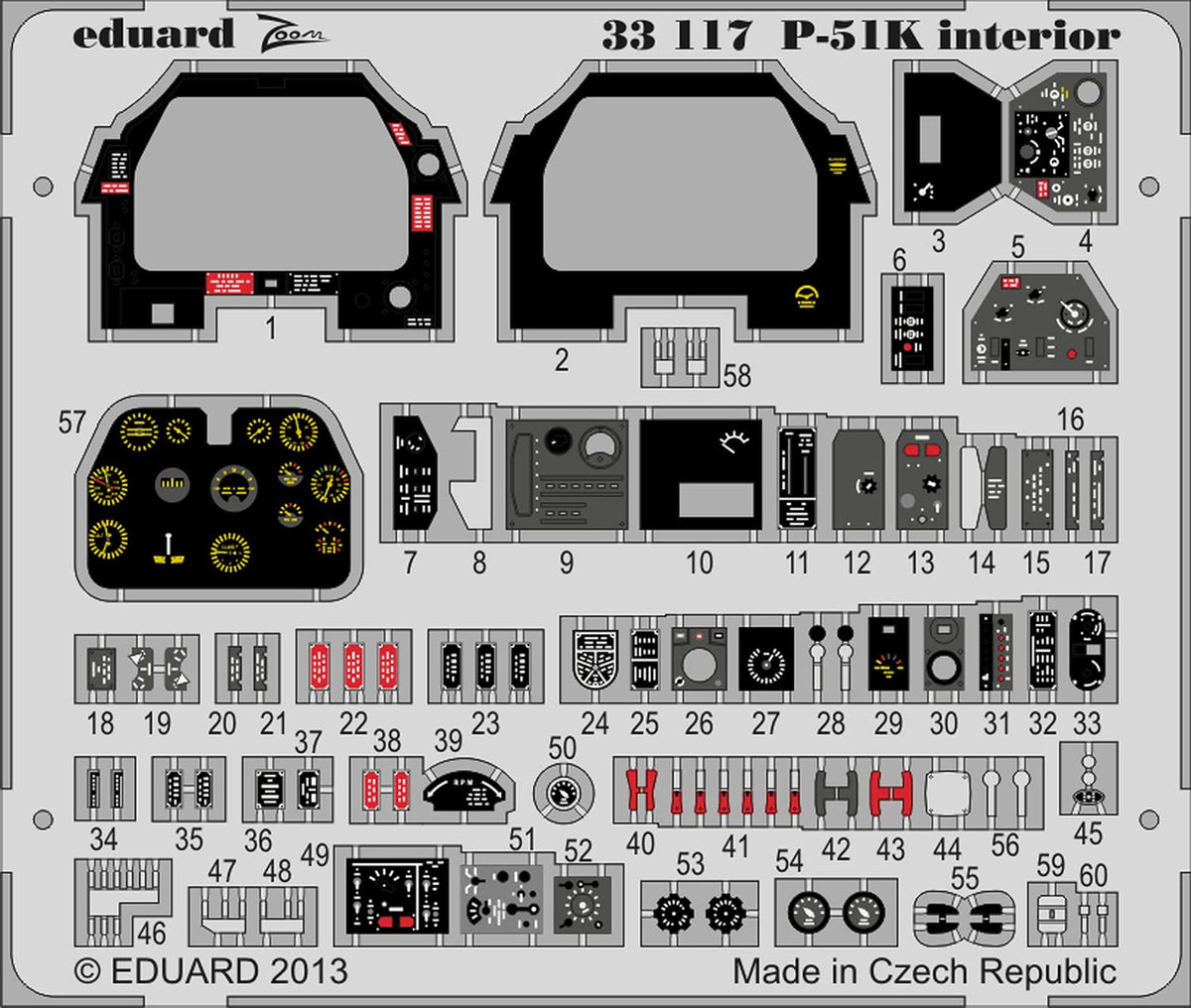 Eduard EDU33117 1:32 Color Zoom PE - P-51K Mustang Interior (for The Tamiya Model kit