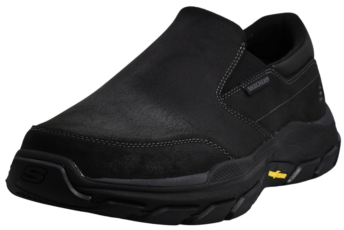 Skechers Men's Respected-Calum Goodyear Rubber Low Profile Leather Slip On with Twin Gore Loafer, Black, 9.5