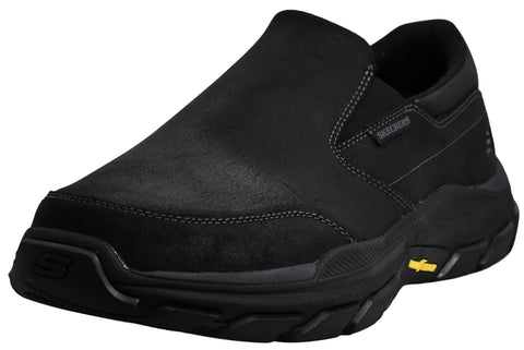 Skechers Men's Respected-Calum Goodyear Rubber Low Profile Leather Slip On with Twin Gore Loafer, Black, 9.5