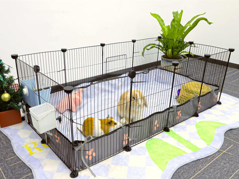 CHEGRON Guinea Pig Cages 8 Sq Ft Expandable C&C Cage Habitats for 2 Small Animal House Pet Playpen Metal Grids Indoor Rabbit Fence Hedgehog Cage with PVC Liner, 48 x 24 x 16 inch, 12 Panels, by