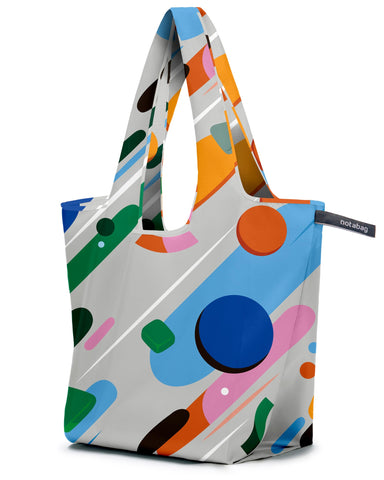 Notabag Tote Bag Fruit Salad - Foldable tote bag made from recycled PET - lightweight & waterproof tote - reusable shopping bag for everyday use - shopping tote bag with inner pocket