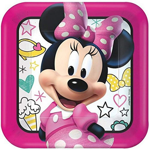 Disney Minnie Lunch Plates Birthday Party Disposable Tableware and Dishware (8 Pack), Multi Color, 9" x 9".