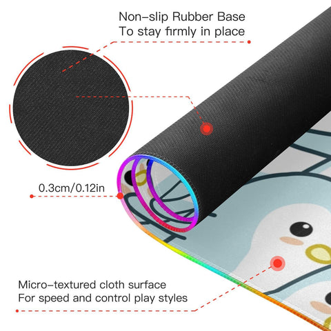 Cute Animals Penguin Wireless Charging Mouse Pad for Mobile Phone Extra Large Gaming Mousepad with 13 Lighting Modes Extended Desk Mat for Gaming MacBook PC Laptop Desk Office Home