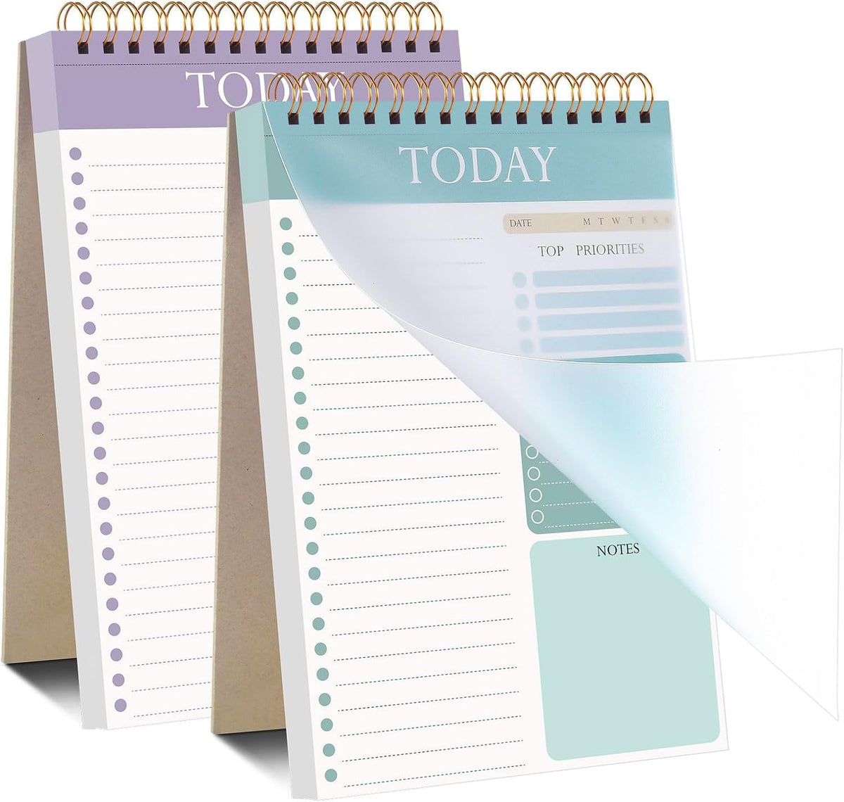 2 Packs To Do List Notepad, Totally 208 Pages To Do List Notebook A5 Undated Daily Planner Notepad with Task Checklist Home Office School Supplies, Green & Purple