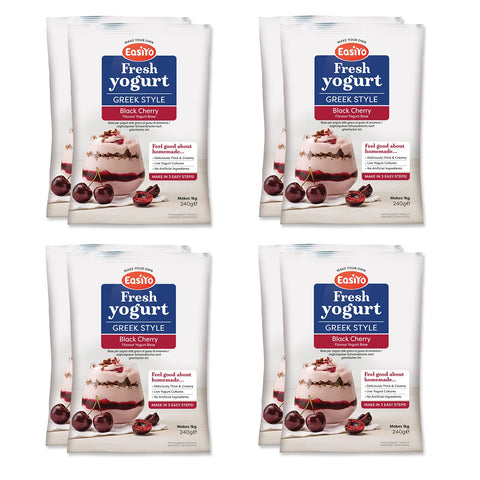 EasiYo Greek Style Black Cherry Yogurt 8 Sachet Pack | Each Sachet Makes 1KG of Yogurt