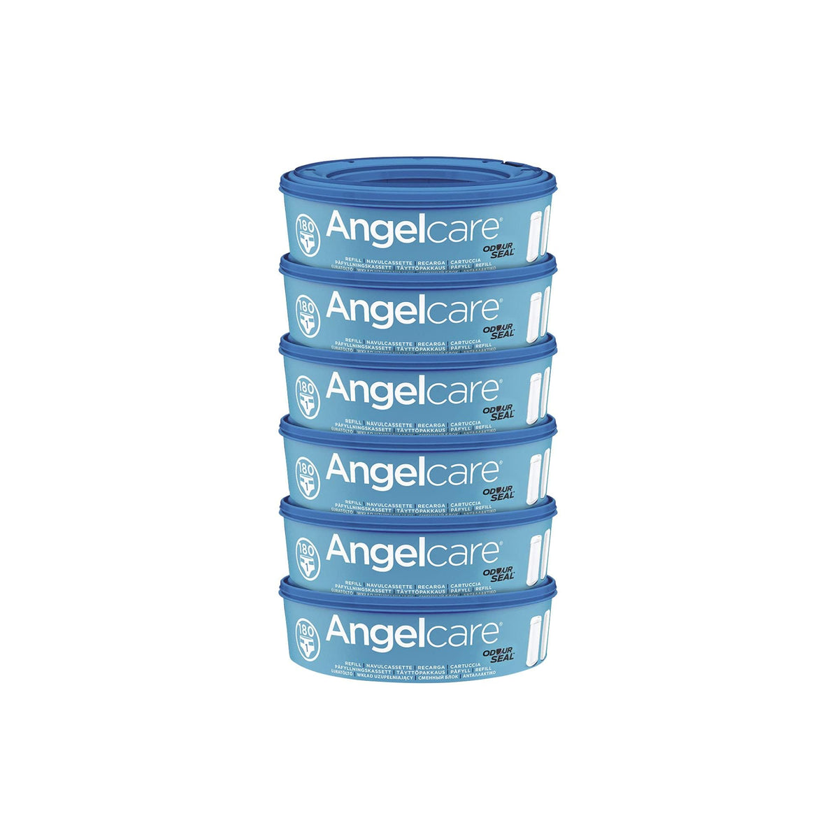 Angelcare - Nappy bin refill cassettes - Compatible with Angelcare Nappy Disposal System - Pack of 6