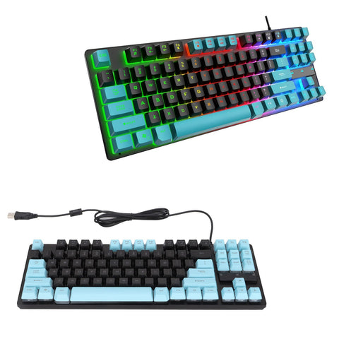 Hilitand Mechanical Gaming Keyboard, RGB LED Backlit Gaming Keyboard, Wired Ergonomic Computer Keyboard with 87 Keys, for PC Gamer Desktop Laptop(Dark Blue)