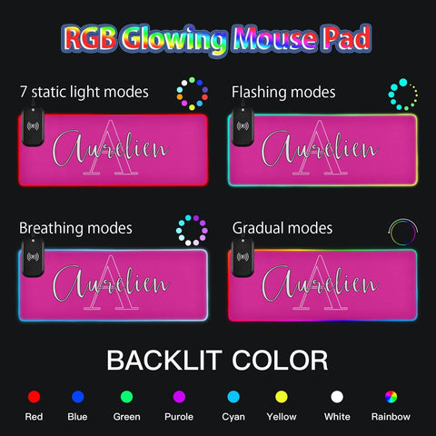 Electric Pink Custom Wireless Charging Mouse Pad for Mobile Phone Personalized Extra Large Gaming Mousepad with 13 Lighting Modes Extended Desk Mat for MacBook PC Laptop Desk Office Home Gaming