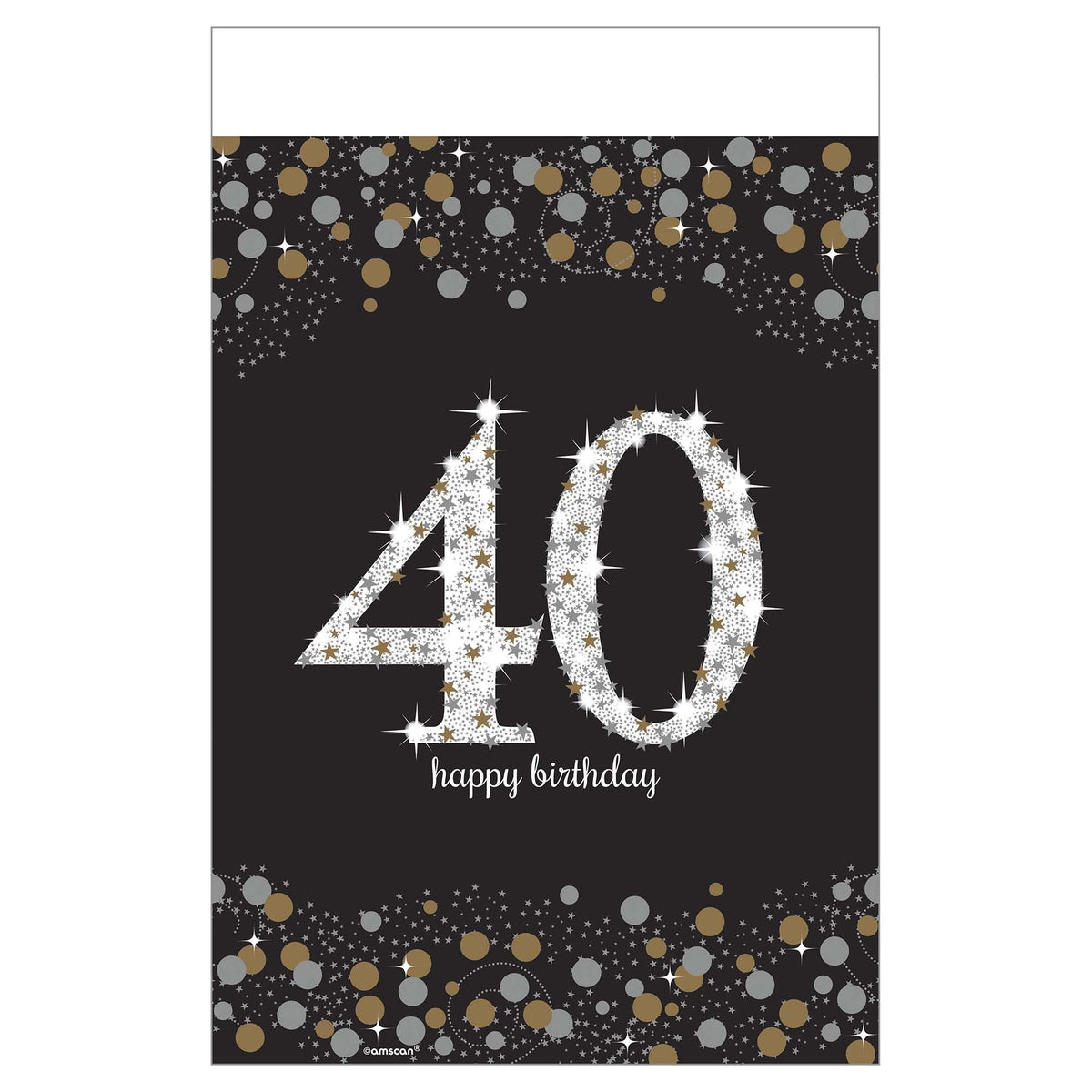 amscan Glamorous Sparkling Celebration 40 Happy Birthday Plastic Multicolor Table - 54" x 102" (1 Pc.) - Eye-Catching Design, Perfect for Parties & Events