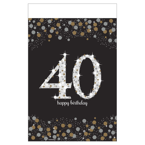 amscan Glamorous Sparkling Celebration 40 Happy Birthday Plastic Multicolor Table - 54" x 102" (1 Pc.) - Eye-Catching Design, Perfect for Parties & Events