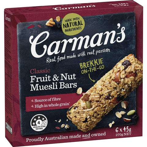 Carmans Muesli Fruit Bars 270g Pack 6