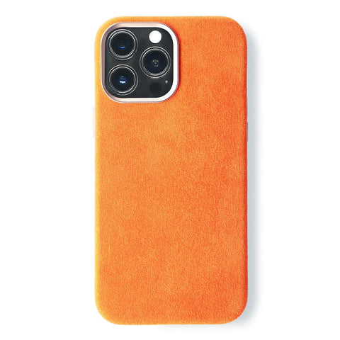 ALMA Alcantara Phone Case for iPhone 15 Series (15 Pro Max, Orange)