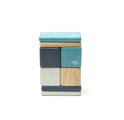 8 Piece Tegu Pocket Pouch Magnetic Wooden Block Set, Blue