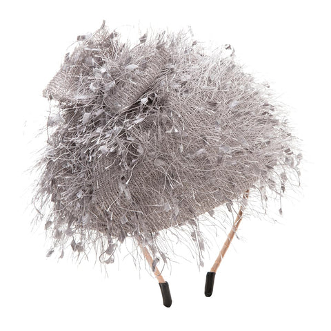 axy HRHU1 Fascinator Headband Hat with Bow Bridal Headpiece Beautiful Headband Women's Headband Hair Accessories (Grey)