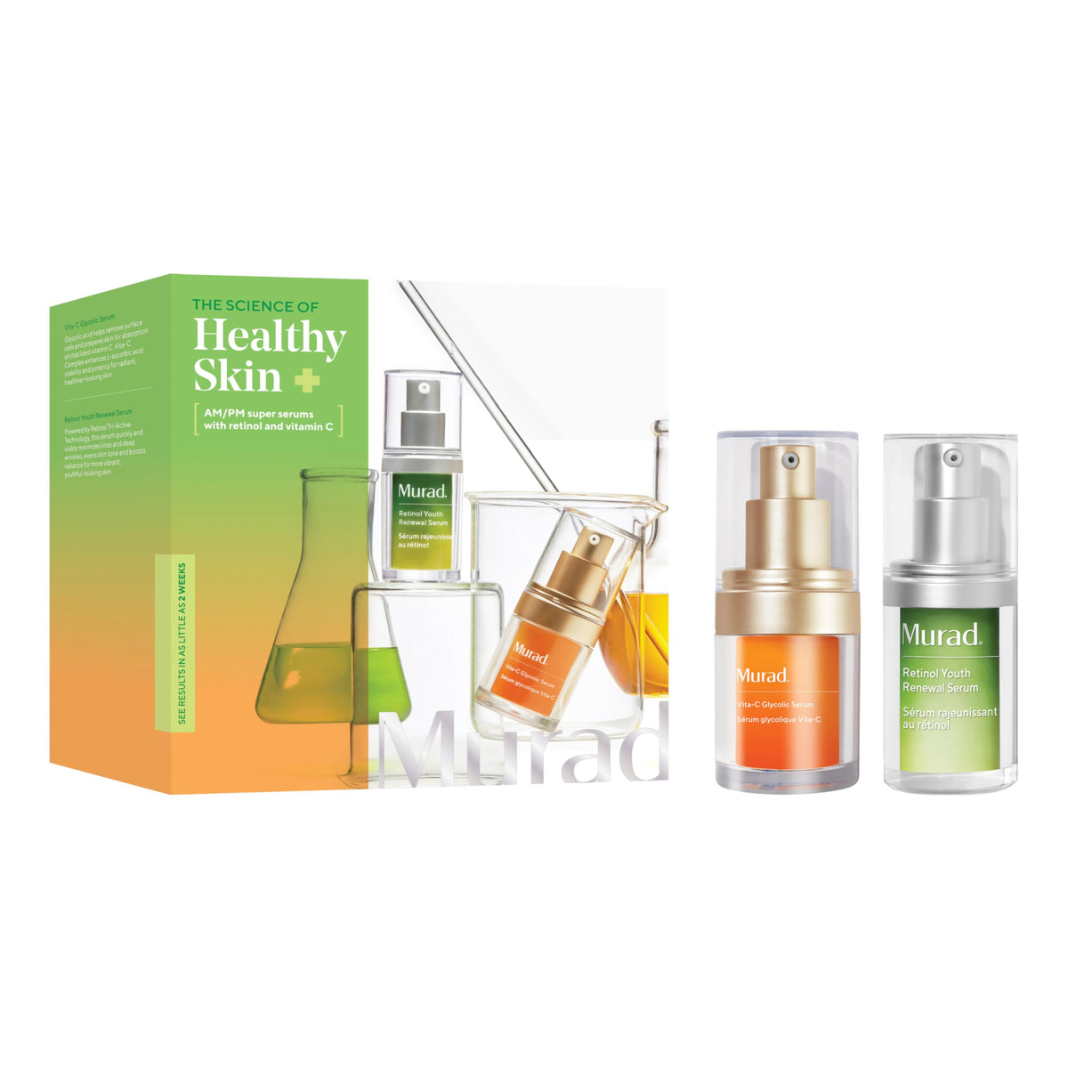 Murad AM/PM Super Serums - 2-Piece Trial Kit ($95 Value) - Retinol and Vitamin C Serum - Vita-C Glycolic Serum 0.5Fl Oz, Retinol Serum 0.5Fl Oz