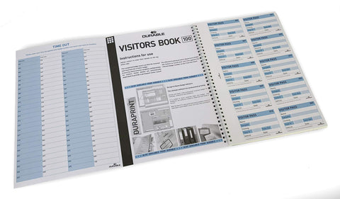 Durable 146465 Visitor Book 100 Refill, 100 Perforated 90 x 60 mm Visitor Badge Inserts